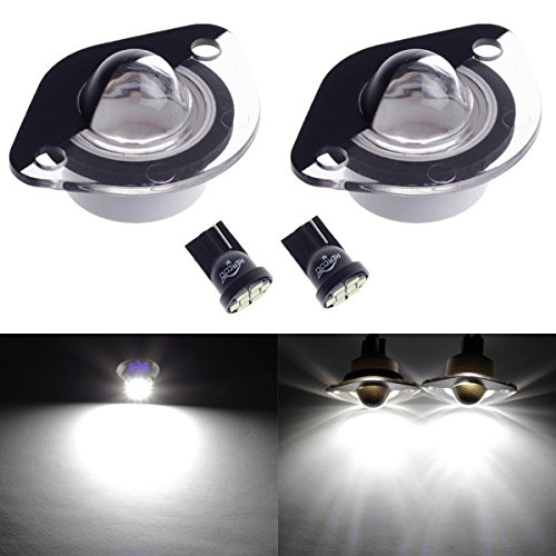 HERCOO License Plate Light Lens w/ LED Bulbs Aftermarket Replacement for 1994-2004 Ford Mustang (Qty:2, White)