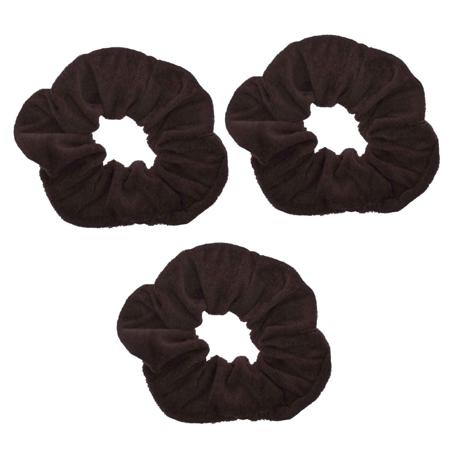 Topkids Accessories - Velvet Scrunchie Scrunchies Elastic Hair Band Ponytail Holders Hair Scrunchie Hair Bobbles Hair Accessories for Women, Ladies, Girls - Pack of 3 (Brown)