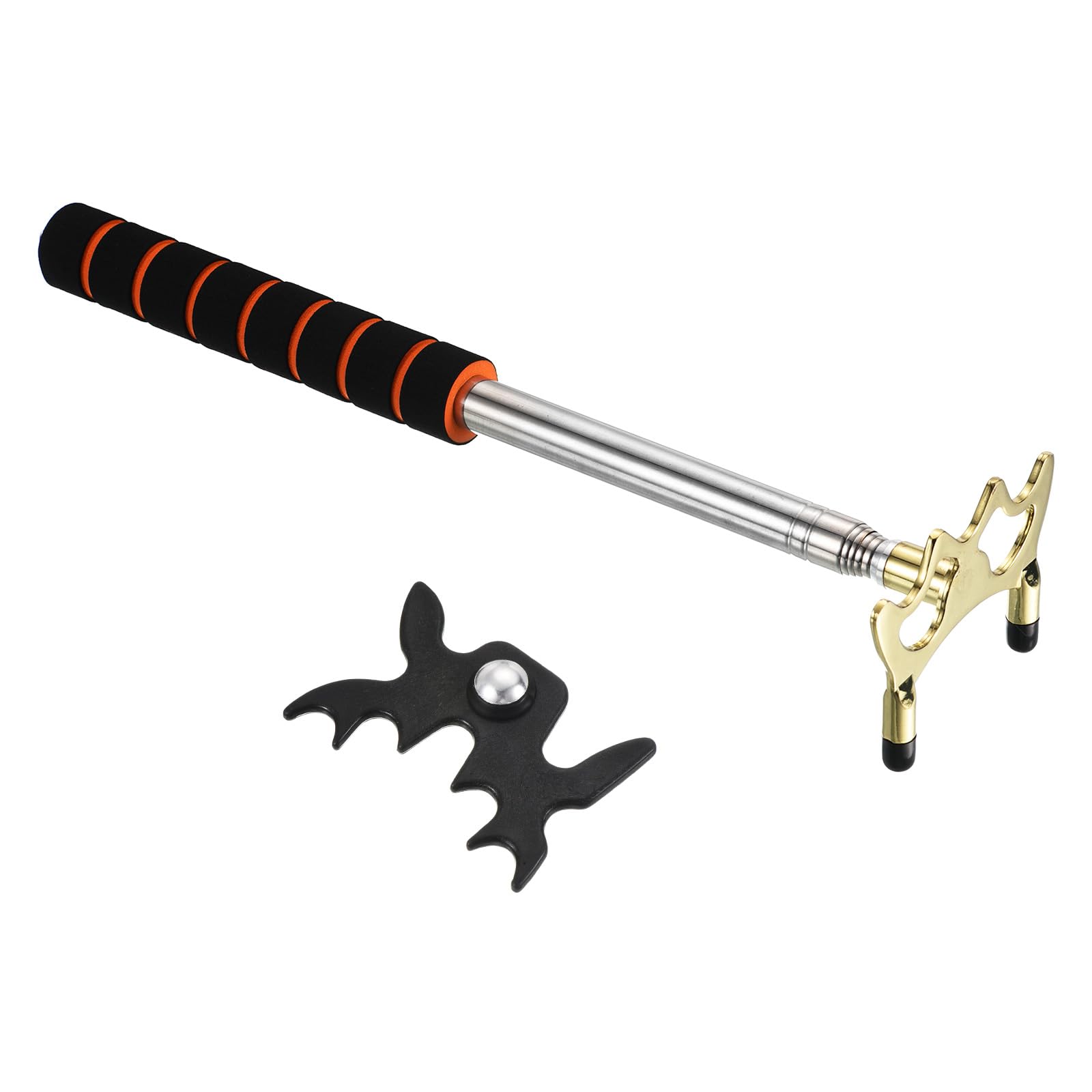 PATIKIL Retractable Billiards Cue Stick Bridge, EVA Pool Cue Accessory with Removable Metal Low Bridge Head for Pool Table Competition, Gold/Black