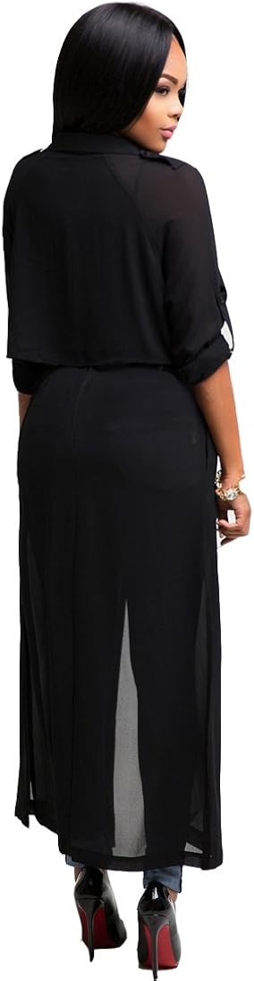 Dreamsoar Womens Long Sleeve Fashion Chiffon Lightweight Maxi Sheer Duster Cardigans at  Women's Coats Shop