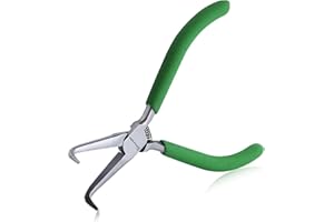 SPEEDWOX Mini Bent Needle Nose Pliers With Teeth 5" 45-Degree Bent Long Nose Pliers With Serrated Jaw Needle Remover Pliers Fishing Tools Precision Pliers For Jewelry Making And Small Object Gripping