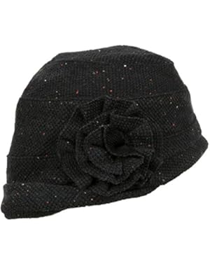 Womens Speckled Bucket Hat W/Flower