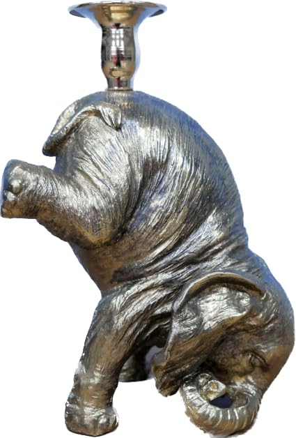 Quirky Textured Resin Gold Elephant Dinner Candle Holder : Style 3 - Headstand