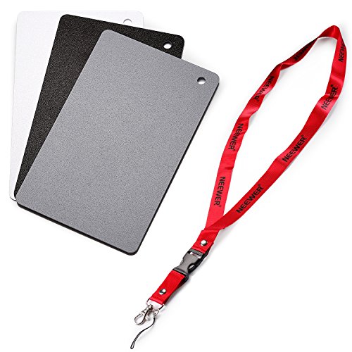 Neewer Digital Grey Card Set - 4" x 5" White Balance Card 18% Gray Card for Digital and Film Photography with Premium Lanyard