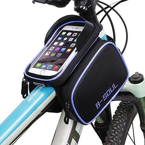 AISISAIWEN Bike Frame Bag Bicycle Top Tube Bag Waterproof Sensitive Touch Screen Cell Phone Mount Holder For Iphone 6/6s/7/7s/8/X plus Samsung 7 note 7 Below 6.2 inch Top Tube Handlebars Storage Bag