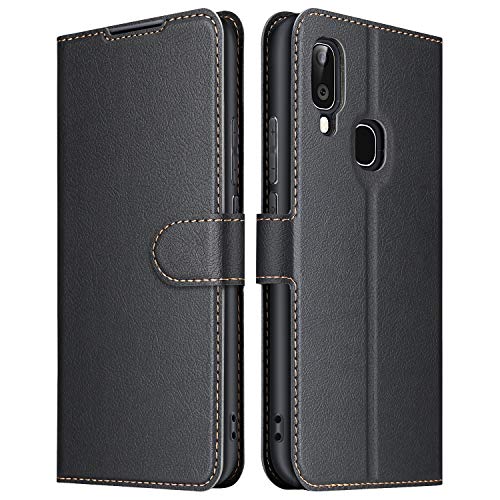 ELESNOW Cover Samsung Galaxy A20e, Flip Caso in Pelle Premium Portafoglio Custodia per Samsung Galaxy A20e (Nero)