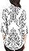 Casual Floral Print Pattern Shirts for Women Shirt 3/4 Cuffed Sleeves V Neck Blouses Ladies Blouses and Tops (Black, L)