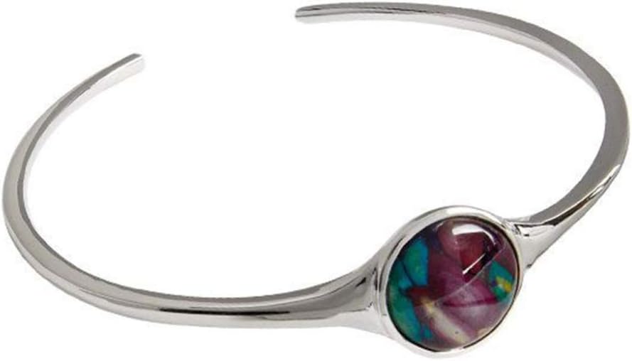 Silver Plated Isla Round Heather Bangle - Handcrafted in Scotland by Heathergems