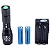 Hatori 18650 Flashlight 1000 Lumen Super Bright LED Rechargeable Tactical Flashlights Torch Black Emergency Light with 2 Lithium-ion Batteries and Charger, 5 Mode and Zoomable