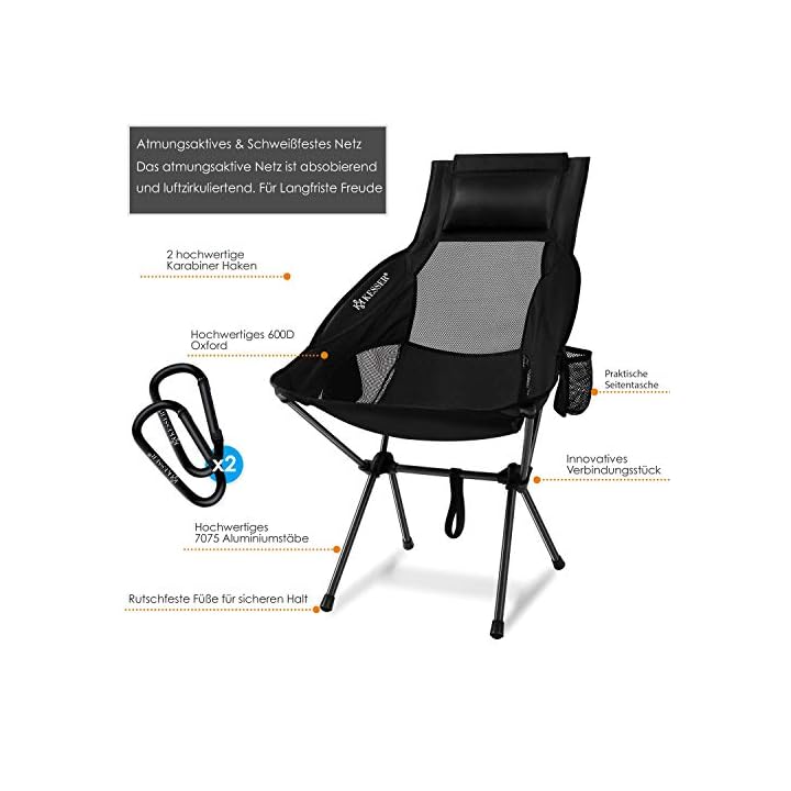 KESSER® Campingstuhl faltbar klappbar mit hoher Rückenlehne tragbar