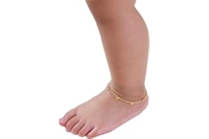 ALL BODY ART Dainty Heart Cuban Chain Anklet Kids Chain for Women Toddler Baby Infant Jewelry