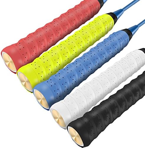 Bysda New Racket Grip Anti Slip Overgrips Pack of 5 Racquet Overgrips Perforated Super Absorbent Tennis Badminton Pingpong Anti Slip Squash Racket, For Pickleball and Golf or Baseball racquet and more