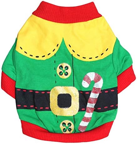 Freerun Small Dog Customes Pet Dog Cat Santa Sweater Cat Clothes Pet Puppy Dog Shirt Coat Costume - Green, XS