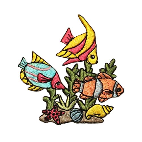 ID 0250 Aquarium Setting Fish & Coral Patch Tropical Scene Iron On Applique