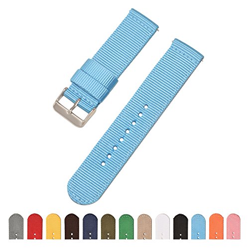 Simple NATO Light Blue Strap 16mm 18mm 20mm 22mm 24mm Premium Nylon Watch Band Strap