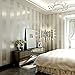 QIHANG Modern Minimalist Non-Woven Vertical Stripes Wallpaper Roll for Living Room Cream&Silver Color 0.53m(1.73'W) x 10m (32.8')=5.3㎡ (57 sq.ft)