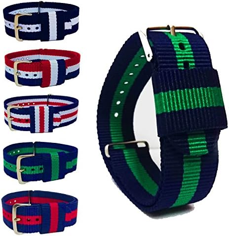 TownTime Nylon NATO Watch Straps (free Spring Bars) (Blue Green, 20mm)