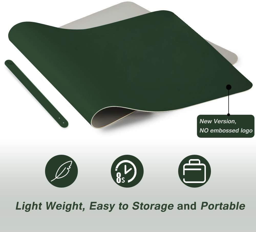 BUBM Desk Pad Protector 35.4" x 17", PU Leather Desk Mat Blotters Organizer with Comfortable Writing Surface(Dark Green) : Office Products