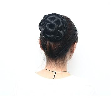 Amazon Com Synthetic Hair Chignon Clip In Black Brown Mix