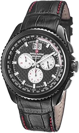 Swiss Alpine Military Thunder Mens Black PVD Swiss Quartz Chronograph Watch 1621.9577 SAM