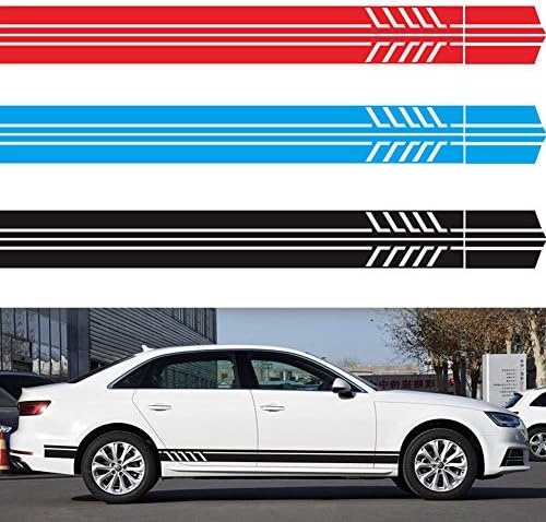 JUST N1 4Pcs Car Side Stickers Racing Door Stripe Rear Bumper Skirt Decal for Mercedes Benz CLA Class CLA45 AMG W117 C117 X117 W176 A200 Graphic Vinyl