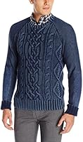Nautica Men's Cotton Stonewashed Mixed Media Cable Crew Sweater, Navy, Large