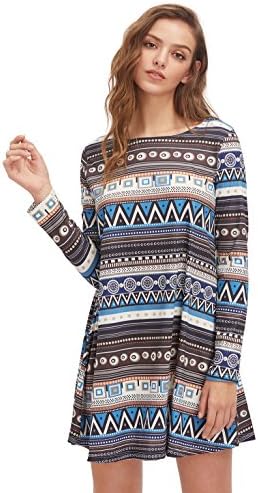 OEUVRE Women's Long Sleeve Casual Loose T-Shirt Dress Plus Size Tunic Tops 2XL
