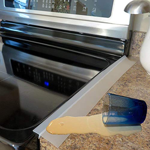SIMTEXGREEN 25 Inches Silicone Stove Counter Gap Cover Easy Clean Wide & Long Gap Filler Seals Spills Between Stoves Kitchen Counter Washer & Dryer For Oven Stove Top Space Fillers Half Clear