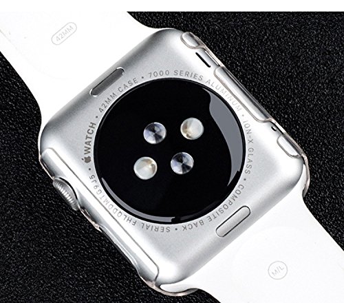 Apple Watch 1 Case , Sfmn 2- Pack iwatch 1 38mm Case Ultra-Slim Cystal Clear Full Coverage All-around PC Hard Cover Case for Apple Watch Series 1 38MM (Clear+Gray)( 2Pack-38MM) - Thumbnail 5