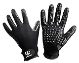 Best Pet Grooming Gloves for Dogs, Cats, Horses, Rabbits. De-Shedding Brush, Bathing Tool. Animal Hair Remover for Long & Short Fur. Gentle Massager, Increasing Circulation & Overall Health. Black