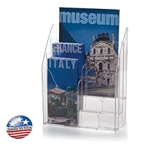 Officemate  Multi-Use Literature Holder, 6 Pockets for 4.125 Inch Wide Leaflets or 3 Pockets for Letter Size Sheets or Folders, Clear (22914)
