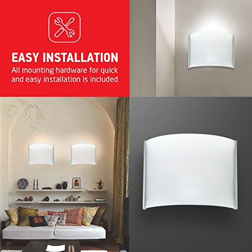 OSTWIN 1-Light Interior Glass Wall Sconce Lighting Fixture WS09, Hardwire E26 Base Modern Wall Mount Lamp Lights, Brushed Nickel Finish with Frosted Glass Shade, UL listed
