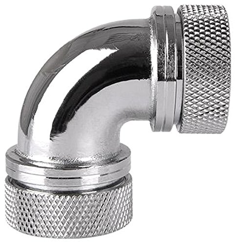 Thermaltake Pacific DIY LCS Chrome G1/4 PETG 16mm (5/8") OD Tube 90 Degree Dual Compression Fitting Cooling - CL-W099-CA00SL-A