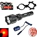 WindFire® [A Complete Set] WF-802 Tactical Flashlight Waterproof 350 Lumens 18650 Battery 250 Yard Long Range Throwing RED Hunting Light RED Cree LED Coyote Hog Hunting Light Lamp Torch with Remote Pressure Switch & 1“ Scope Mount & 18650 Rechargeable battery and Charger for Hunting Fishing