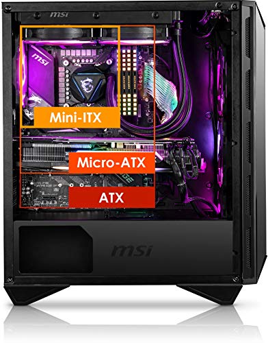 MSI  MPG GUNGNIR 110R - Premium Mid-Tower PC Gaming Case  Tempered Glass Side Panel  RGB 120mm Fan  Liquid Cooling Support up to 360mm Radiator x 1  Cable Management System