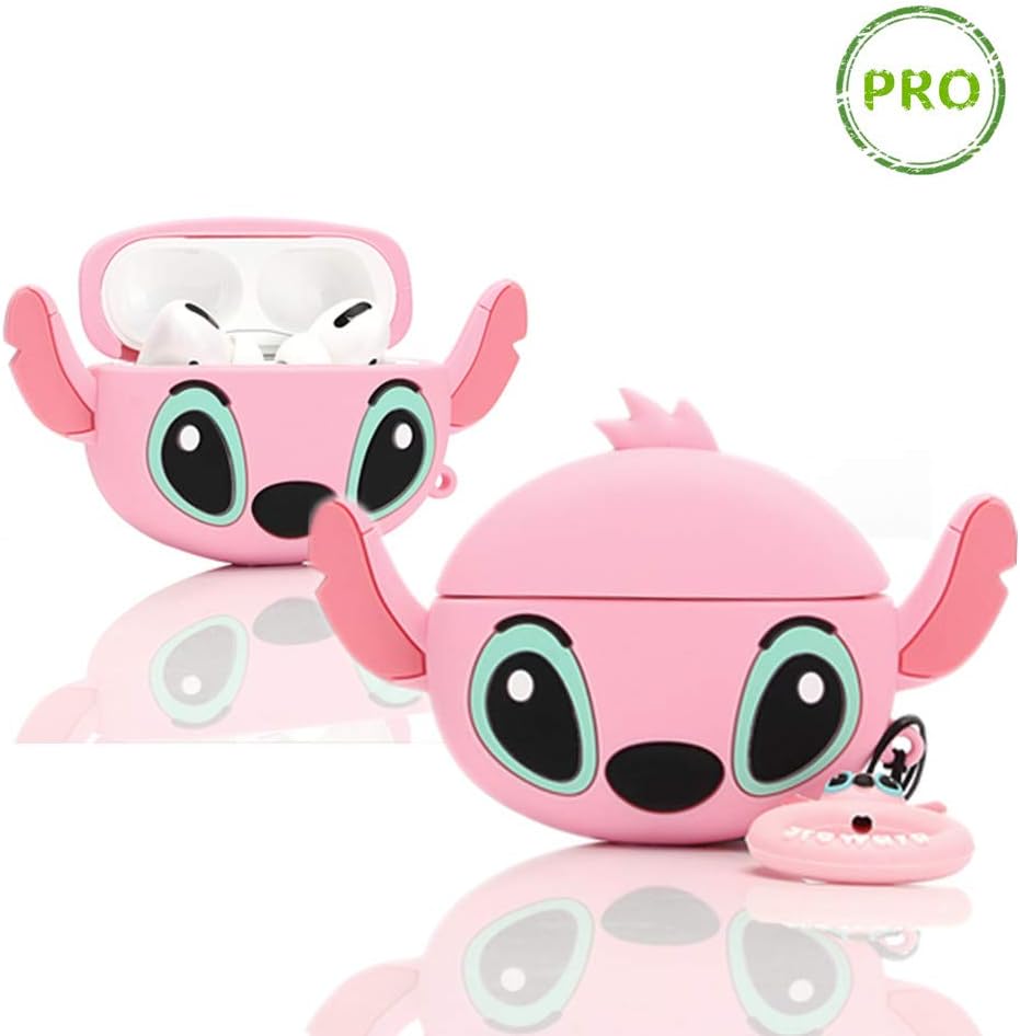 Airpods Pro Silicone Case Funny Cover Compatible for Apple Airpods Pro[3D Cartoon Pattern][Designed for Kids Girl and Boys][Big Ear Stitch] (Pink)