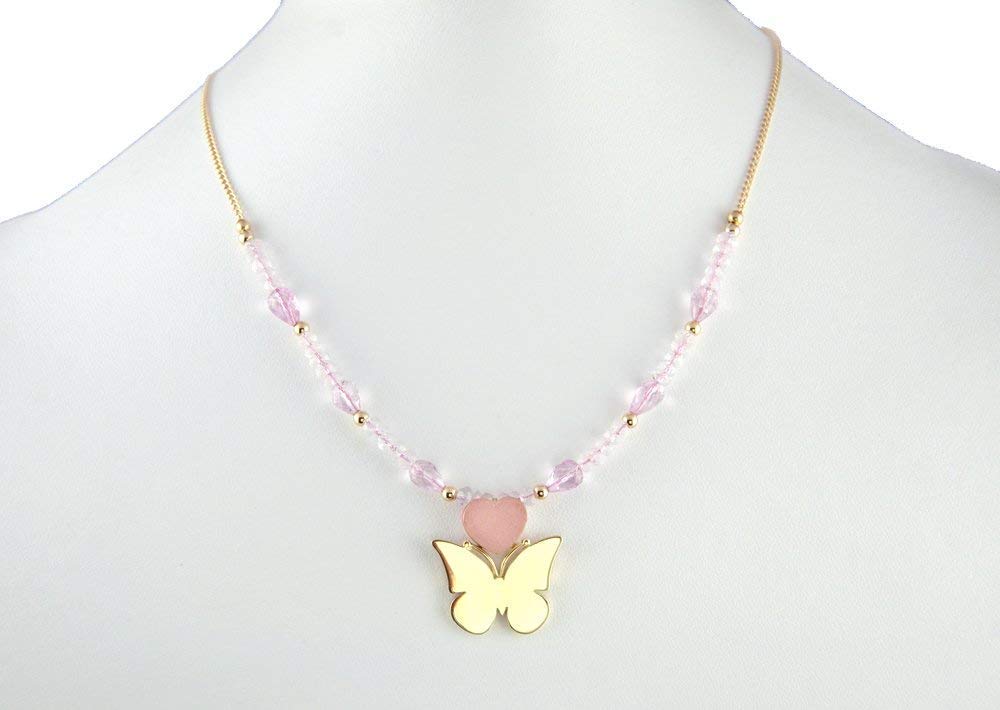 14K Solid Gold Butterfly Pendant Semi Precious