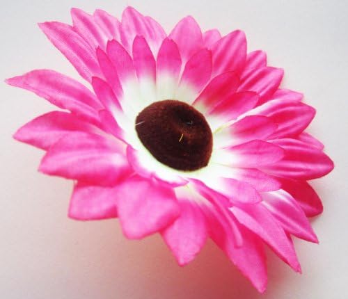 (12) Silk Hot Pink Sunflowers Daisy Sun Flower Heads , Gerber Daisies - 3.5" - Artificial Flowers Heads Fabric Floral Supplies Wholesale Lot for Wedding Flowers Accessories Make Bridal Hair Clips Headbands Dress