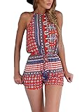PAKULA Women's Sleeveless Bohemian Casual Romper Short Jumpsuit