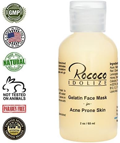 Gelatin Face Mask for Acne Prone Skin Absorbs Oil and Cleanses Pores - 2oz