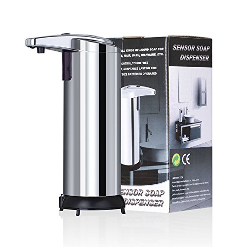 image for AmazeFan Touchless Stainless Steel Liquid Soap Dispenser, Automatic Lo