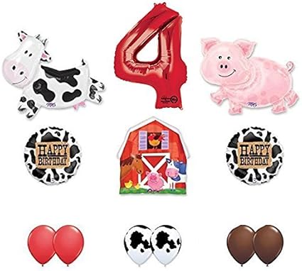 Mayflower Products 4th Birthday Farm Tractor Balloon Bouquet Decorations