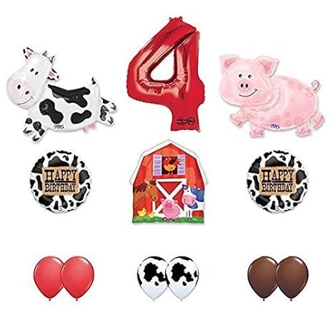 Farm Animal Birthday Party Supplies And Barn Balloon Bouquet