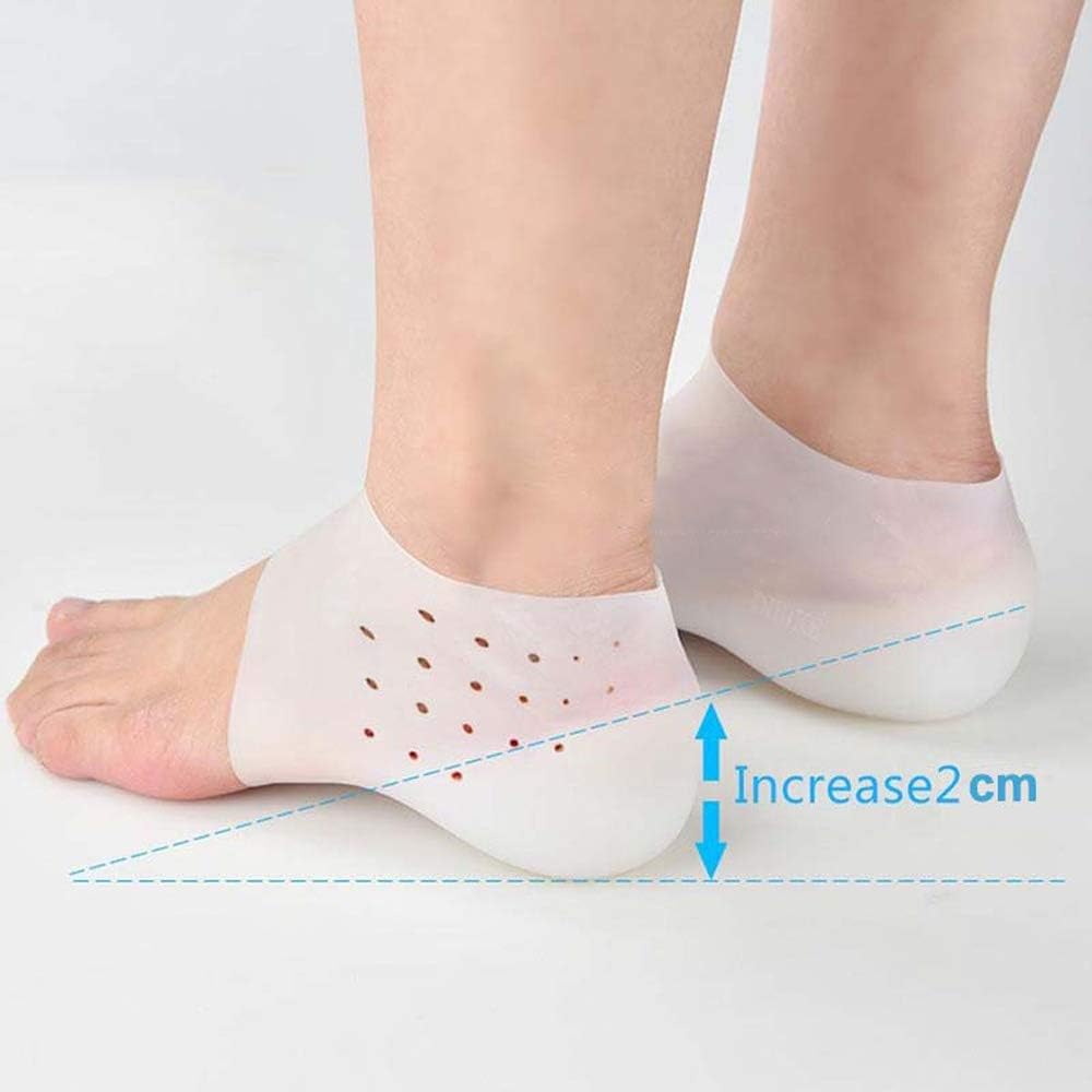 Modenny Bionics Increase Height 2cm Silicone Gel Pads In Socks Protect Heel Lift Foot Care Insole Invisible Shoes Plantar Fasciitis Pad (Color : White)
