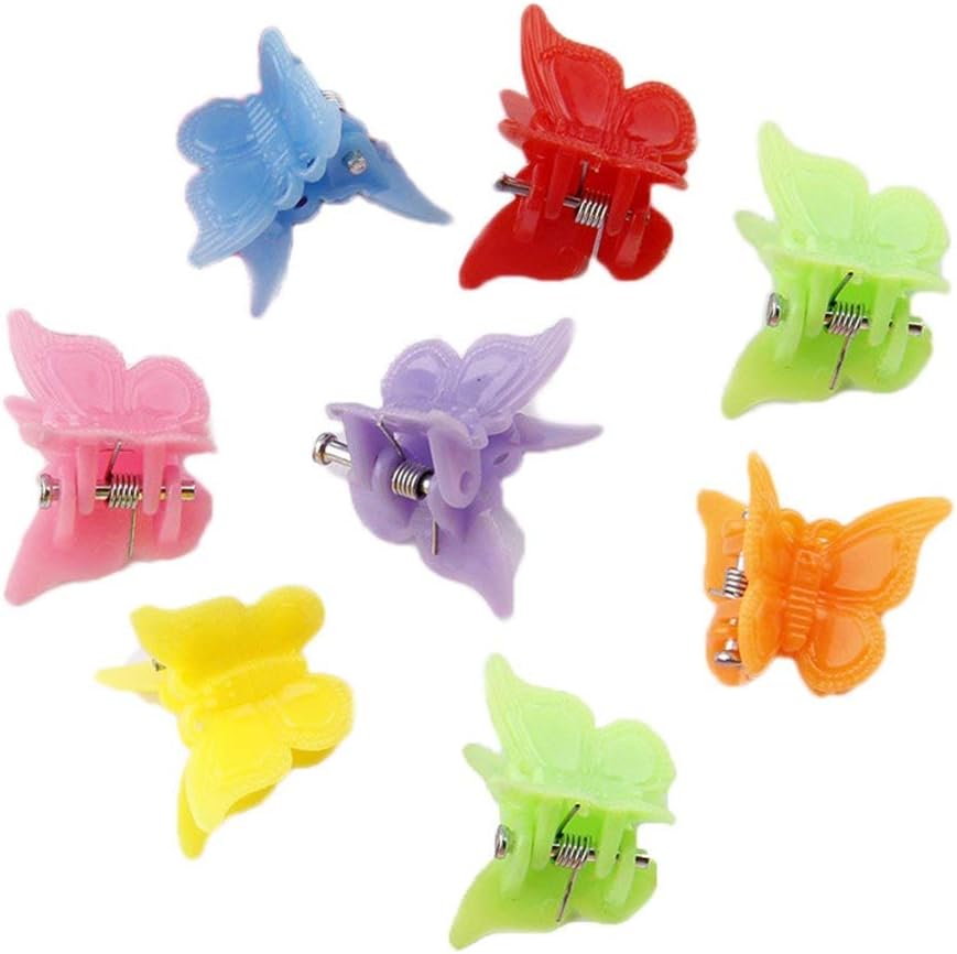 HugeDE 50 Pcs Baby Mini Plastic Butterfly Hair Clips Hair Claw Hair