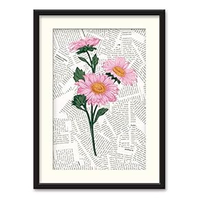 Black Paper Framed Canvas Wall Art for Living Room, Bedroom Animals or Plants Pop Up Vintage Newspaper Backgroud Canvas Prints for Home Decoration Ready to Hanging - 23x31 inches