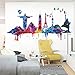 Prabahdak Colorful Places of Interest Wall Sticker Watercolor Landscape Wall Decal Removable DIY Murals Wallpaper Decorative for Living Room Sofa Background PVC Decorations