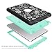Hocase Compatible with iPad 5th/6th Generation Case, Heavy Duty Shockproof Silicone Rubber+Hard Shell Hybrid Protective Case w/Rose Floral Print - Black/Teal