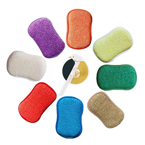 Microfiber-Kitchen-Cleaning-Scrubbing-Sponges-Reusable-Eco-Washing-Up-Scouring-Pads-Cloths-Non-Odor-Scourer-Dish-Scrubber-Brush-Great-for-Non-Stick-Pan-Pot-Cookware-Pack-of-5-Random-Color-with-Hook