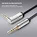 UGREEN 3.5mm Audio Cable Stereo Aux Cord 90 Degree Right Angle, Compatible with Beats iPhone iPod iPad Tablets Speakers 24K Gold Plated Male to Male Black 10FT